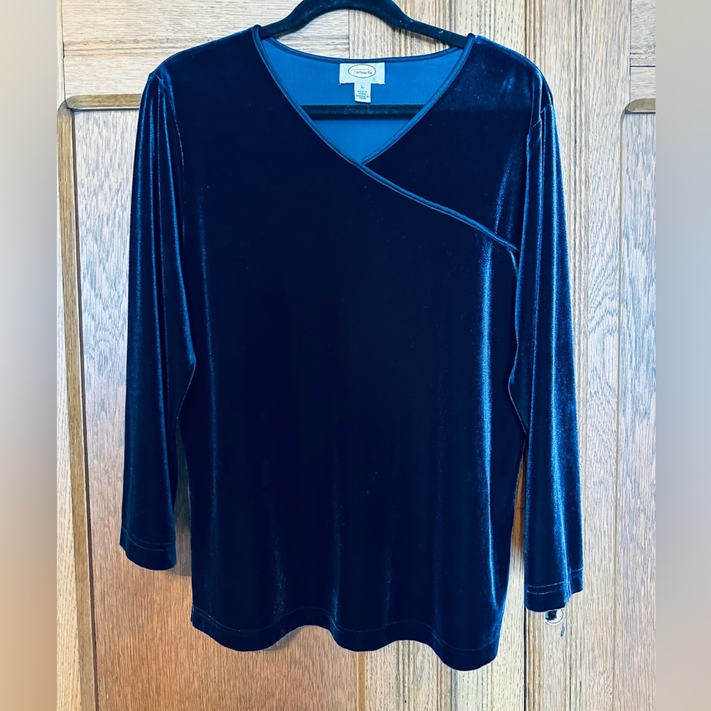 Talbots Elegant Navy Velvet Women's Top